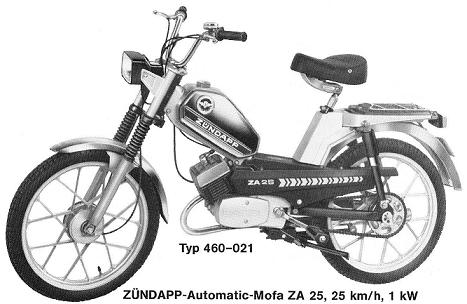 Zndapp-Schaltplan Typ 460-021 ZA25 Automatic Mofa